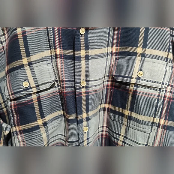 Izod Men's XXL Plaid Long Sleeve Button-Down Flannel Shirt, Blue/Red/Tan/White - Picture 3 of 7